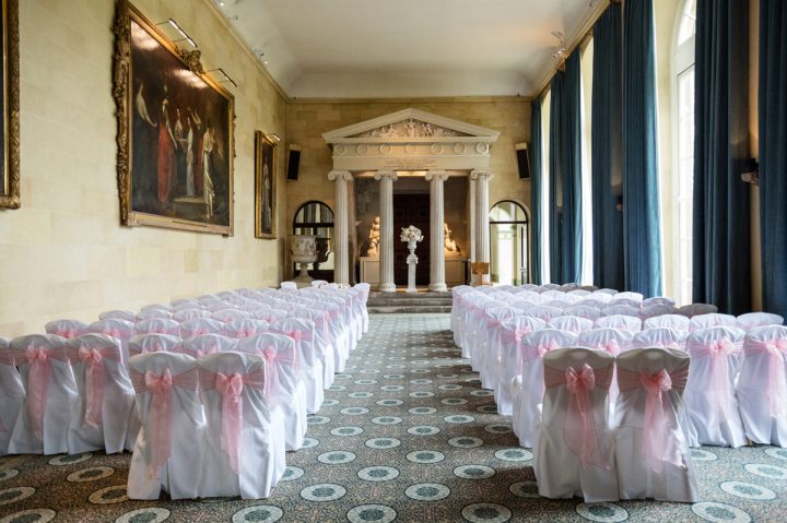 The Sculpture Gallery at Woburn Abbey set for a civil ceremony