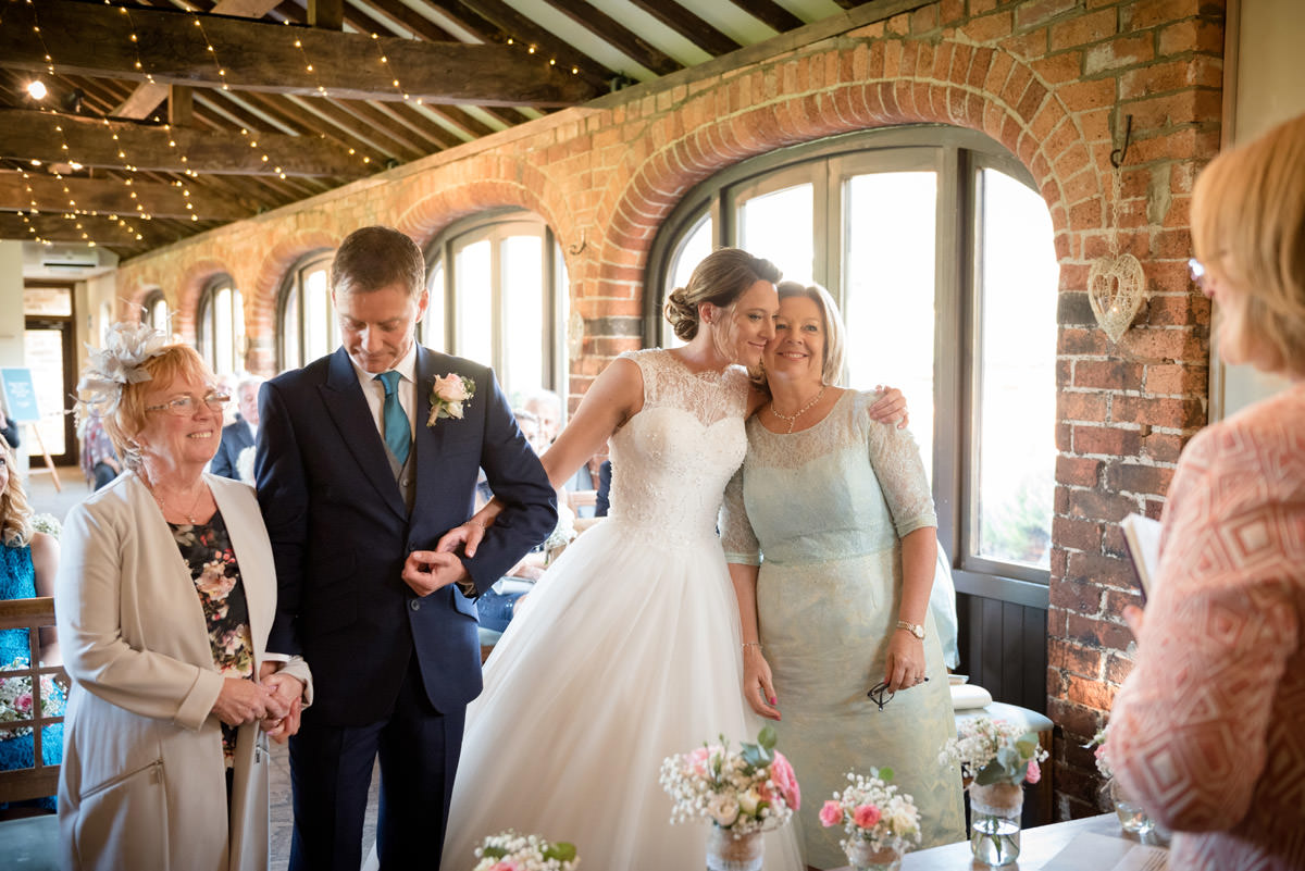 Bride & Groom with their Mum's as witnesses at Dodmoor House