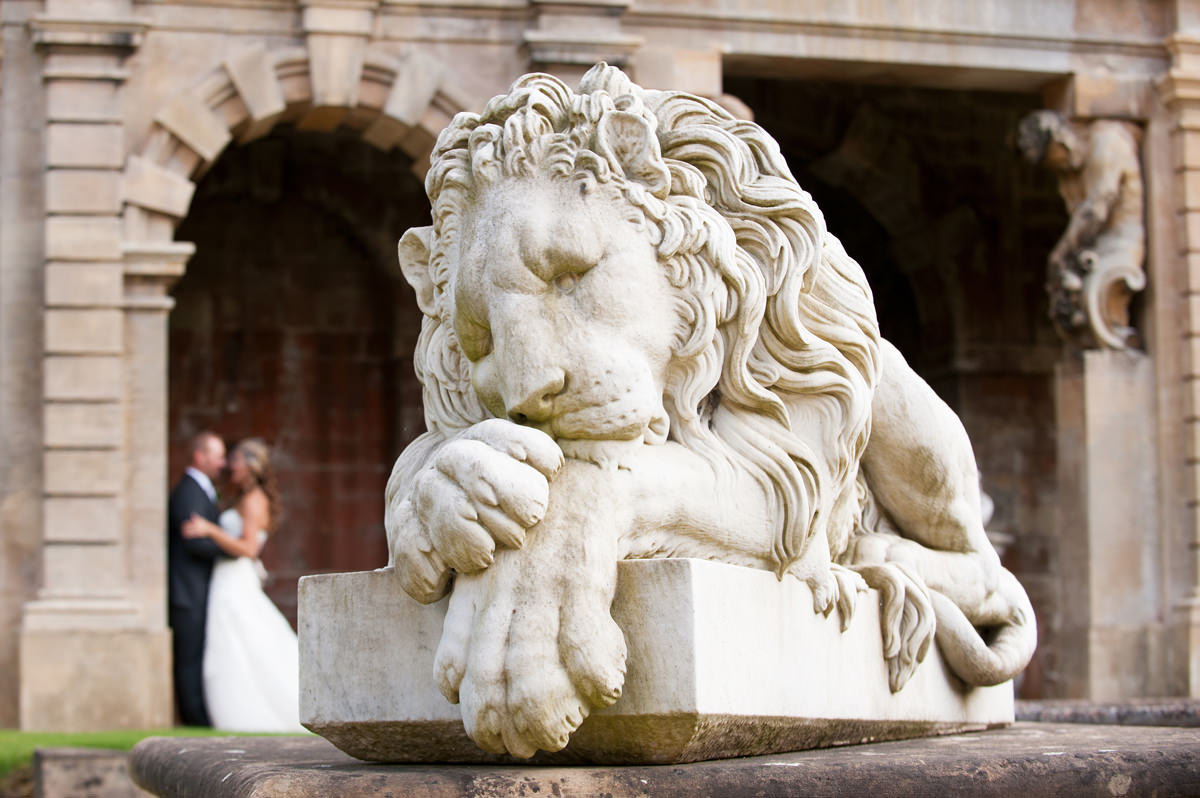 Lion sleeping statue at Harlaxton Manor