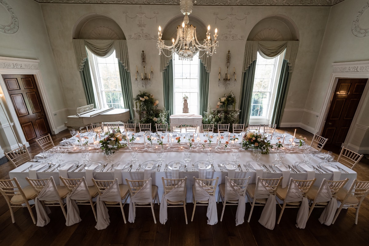 An intimate wedding set-up at Kelmarsh Hall
