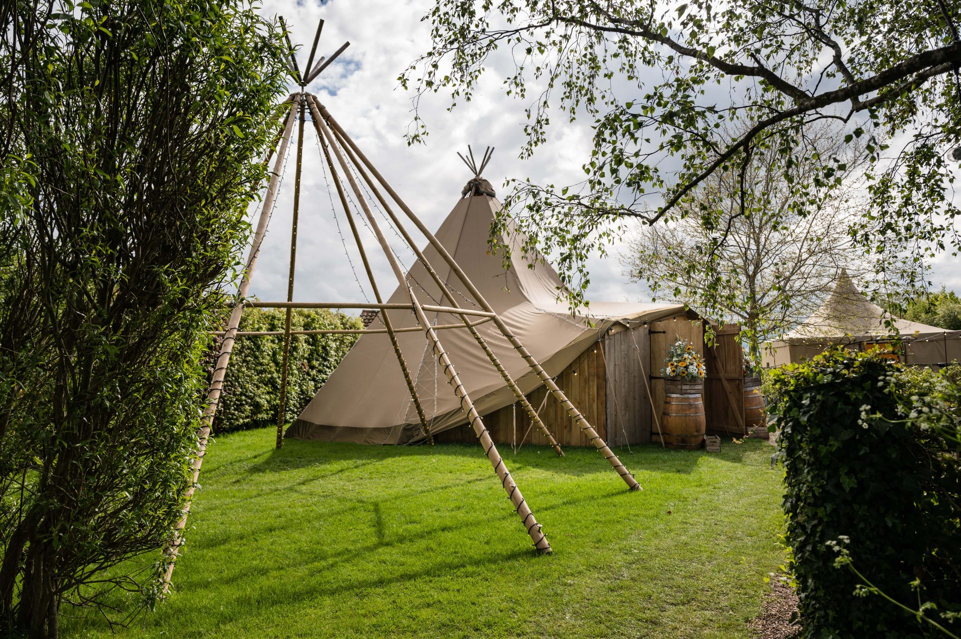 A naked tipi at Hill Farm House in Brigstock