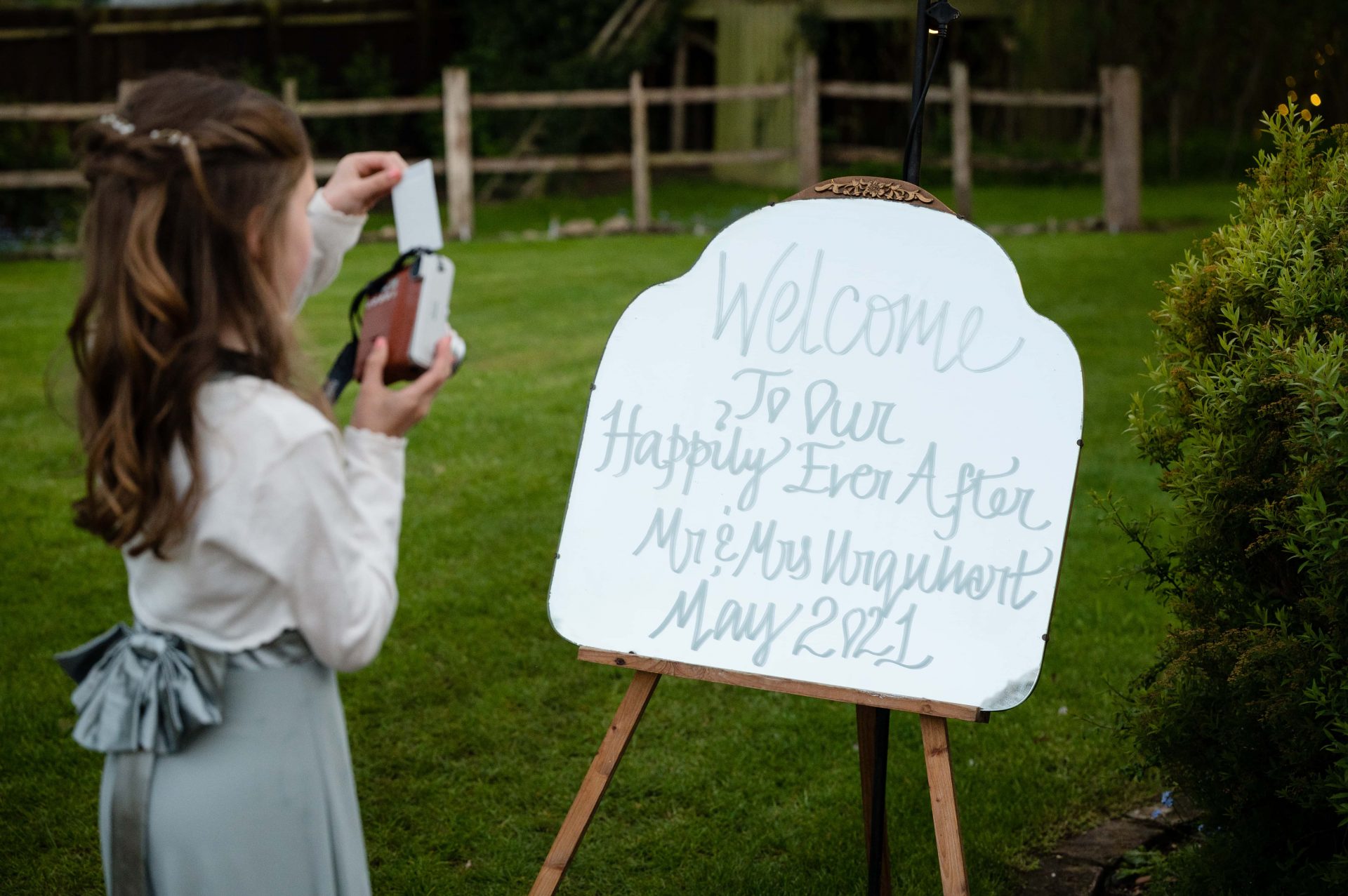 Wedding welcome sign at Hill Farm House in Brigstock