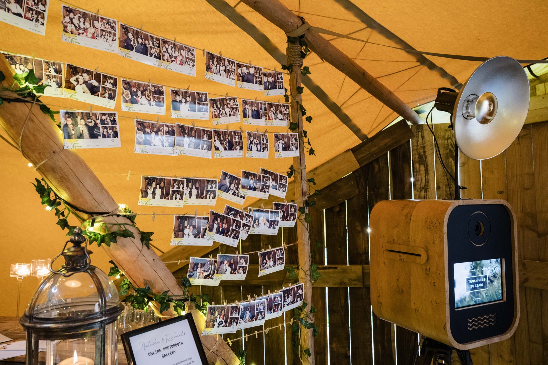 Photobooth in a tipi at Hill Farm House in Brigstock