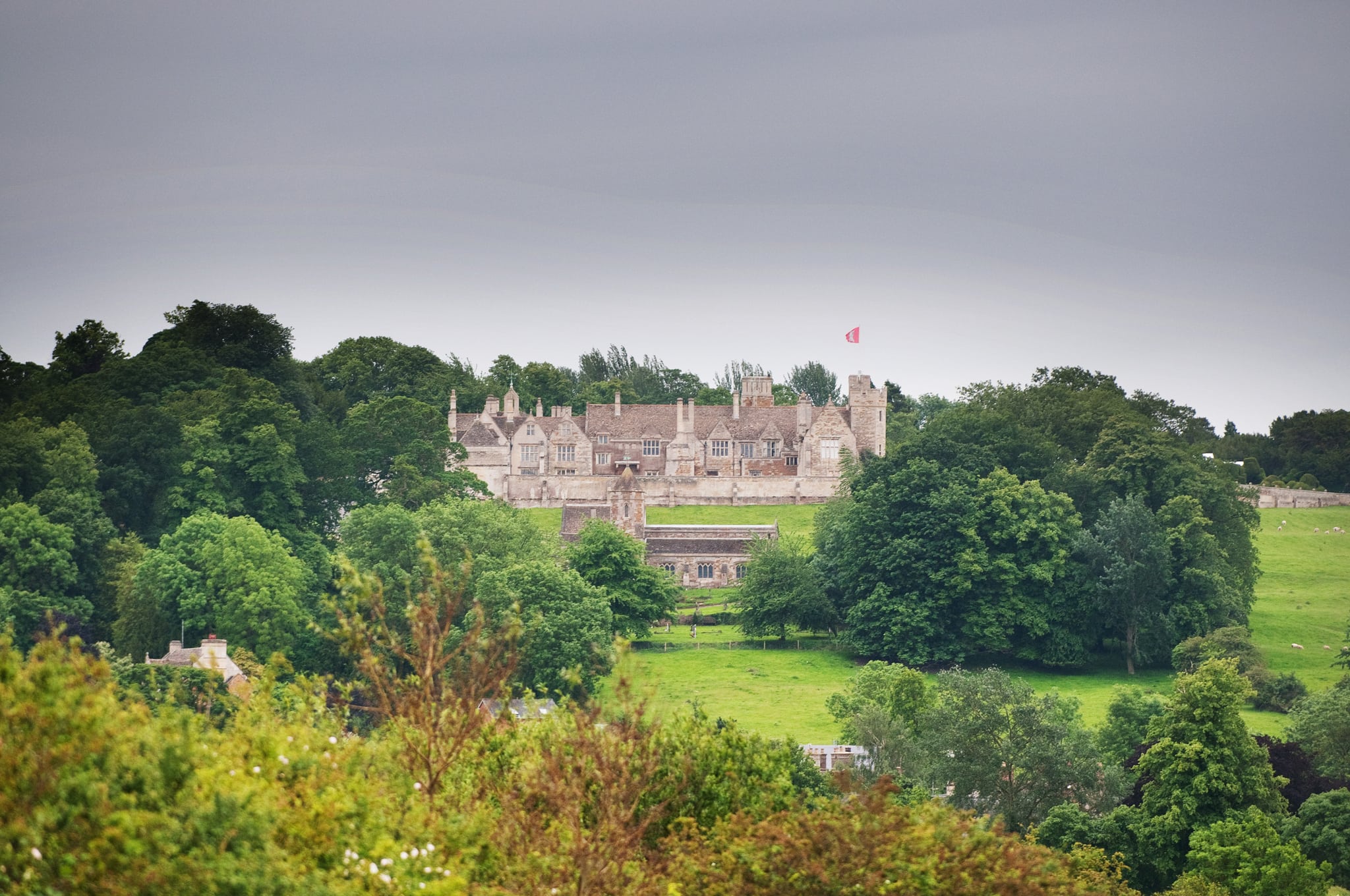 A view of Rockingham Castle sitting on the hill taken from Rockingham village