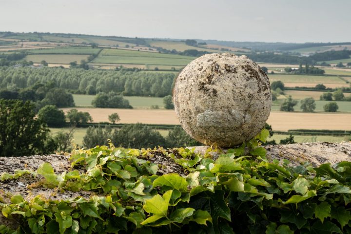 A round ball finial on the wall rampart at Rockingham Castle