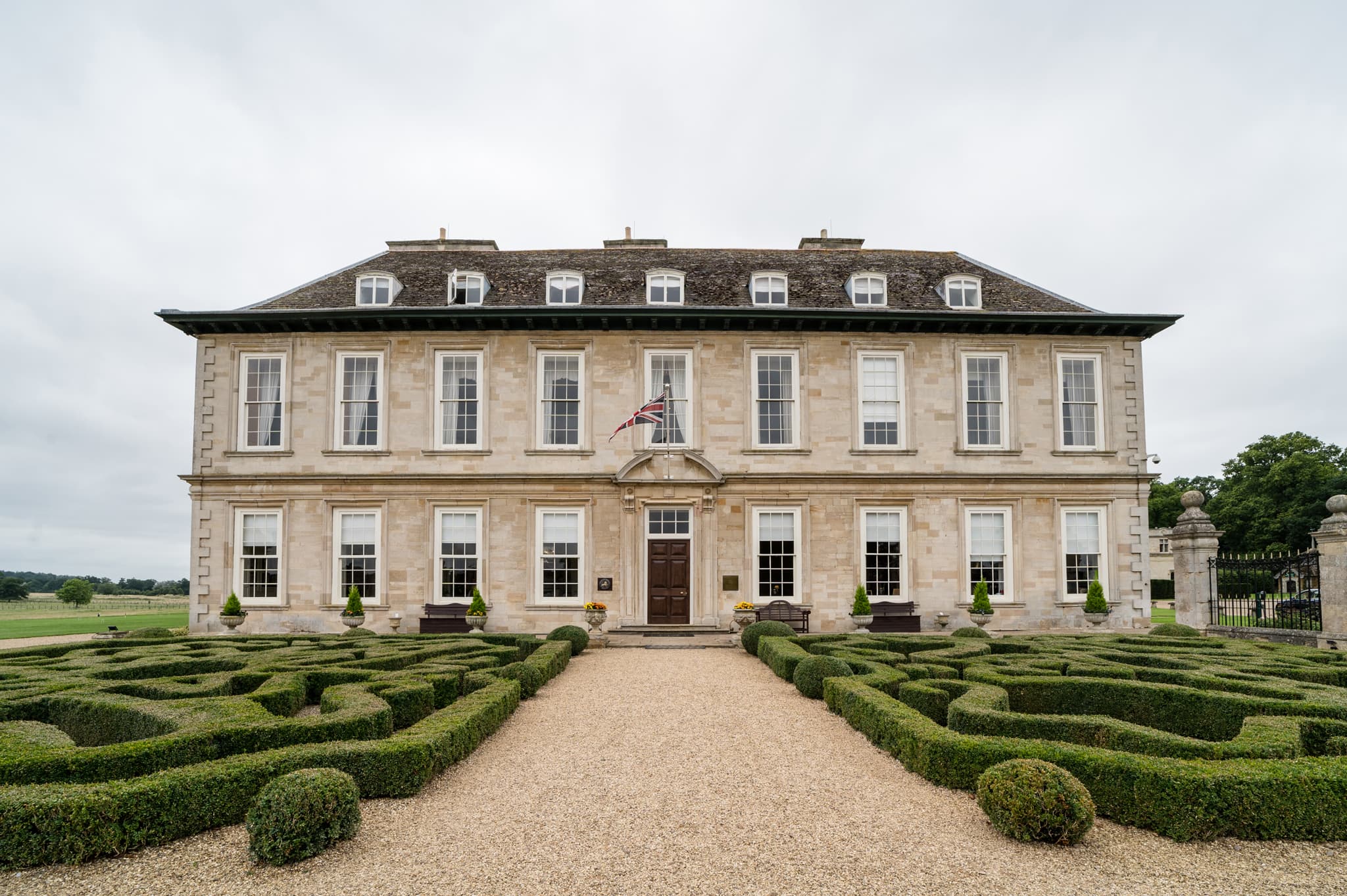 The front entrance of Stapleford Park hotel