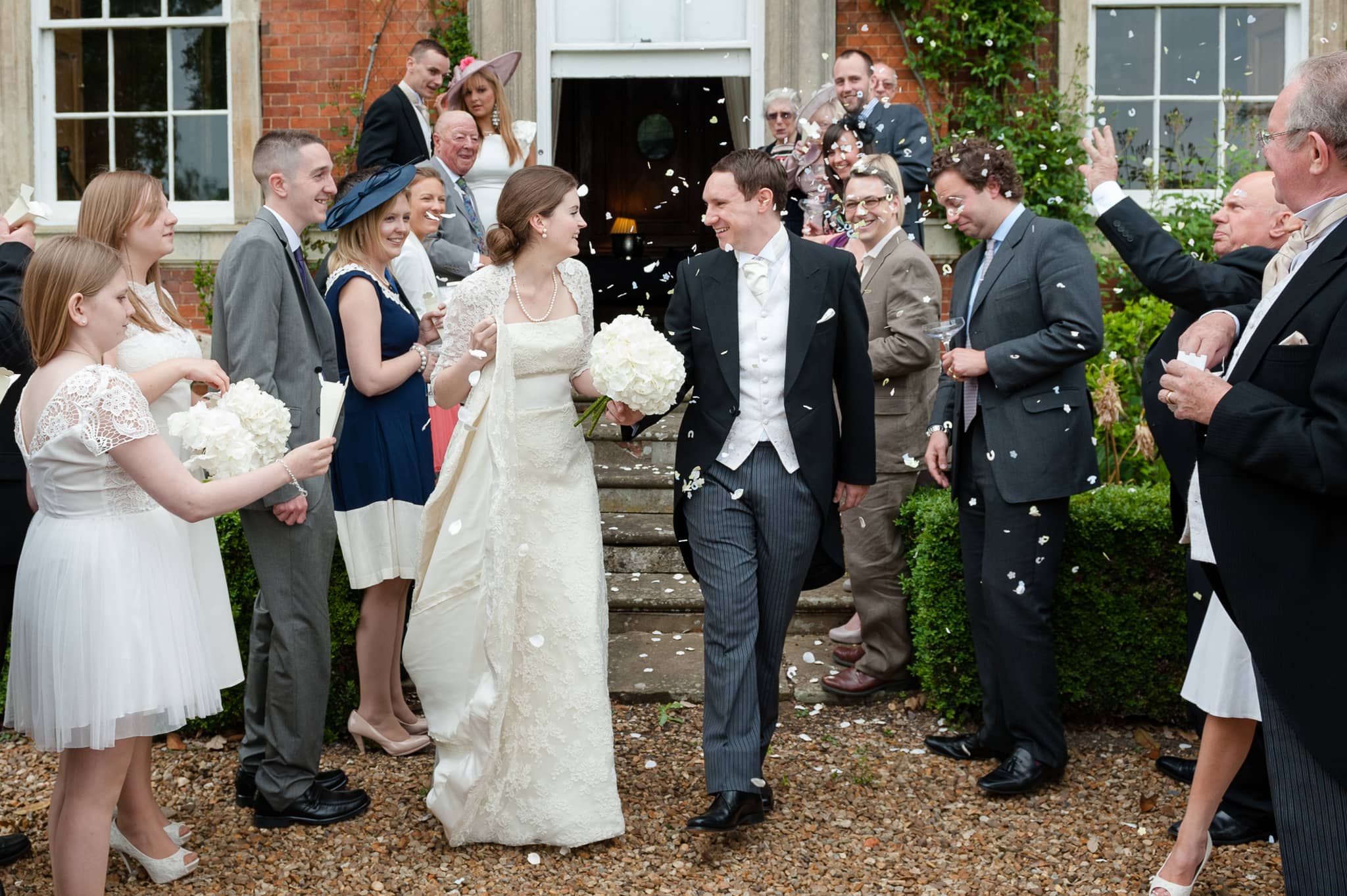 Confetti throwing at Chicheley Hall