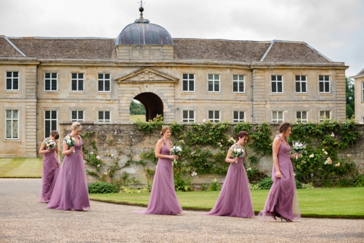 Bridesmaids arriving at Boughton House