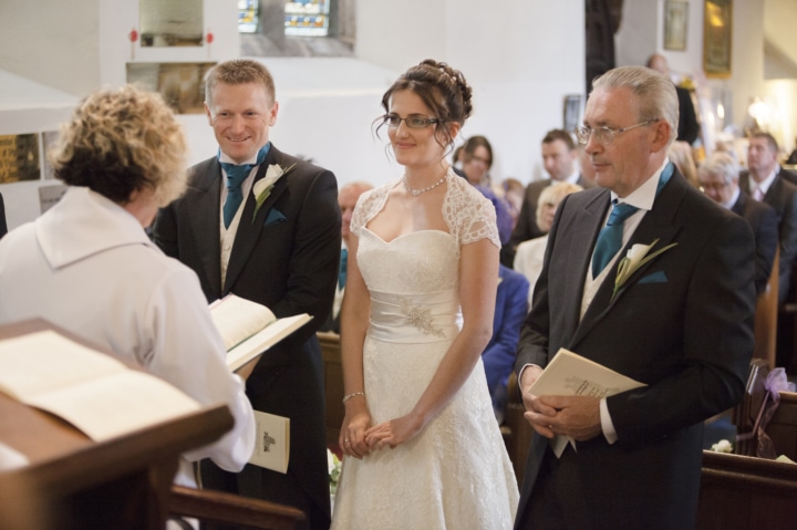 Couple getting married at Rushton church