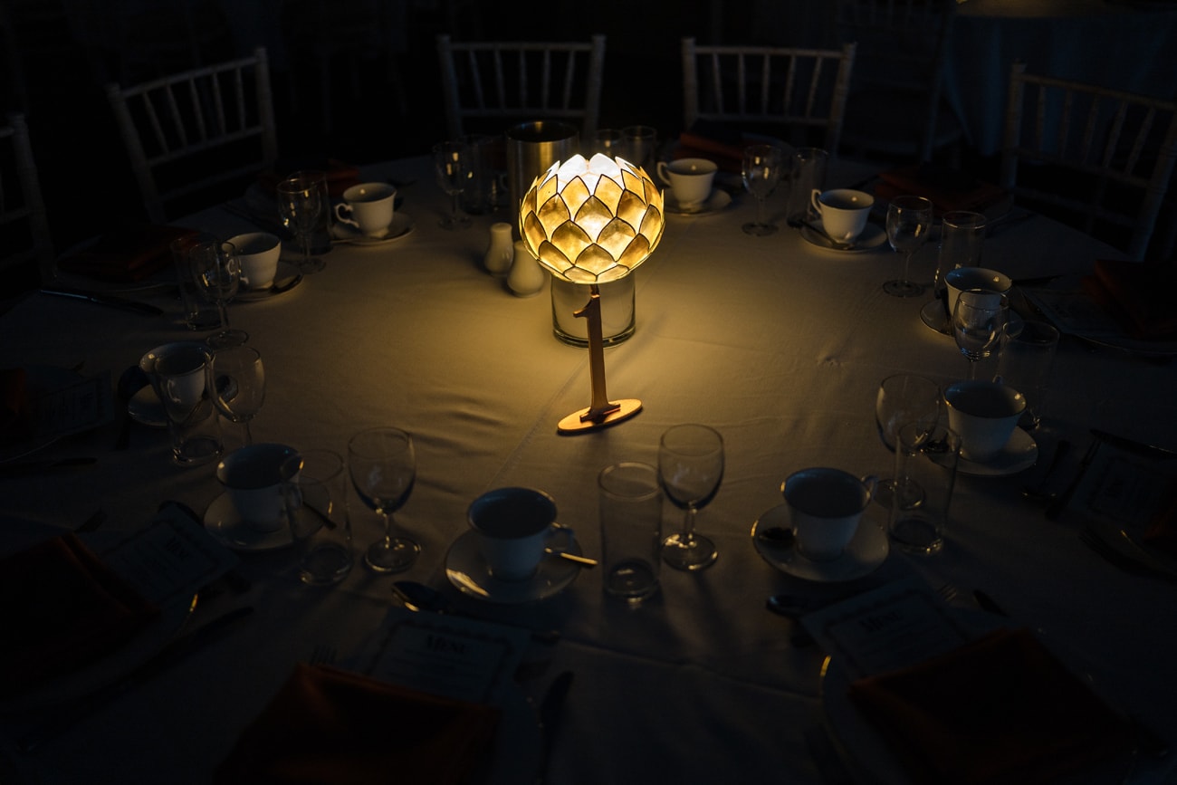 A leaf effect lamp as a table centre piece