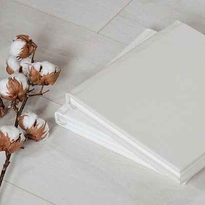 Cream wedding album with a plain front cover